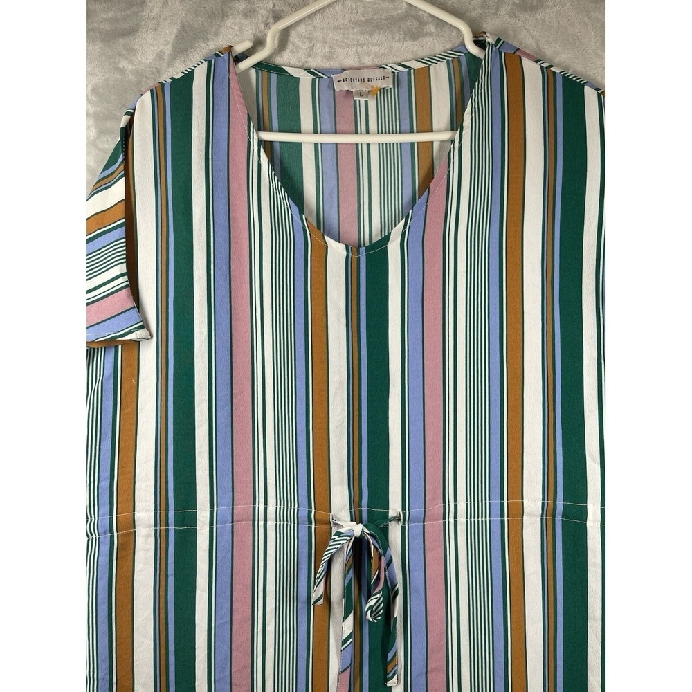 Brickyard Buffalo Womens Large Striped Dress Drawstring Waist Short Sleeve - Picture 6 of 10